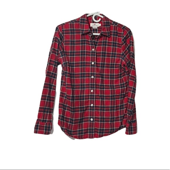 Vineyard Vines Women's Plaid Tartan Button Down Shirt Red Blue White Size 2 - Picture 2 of 9